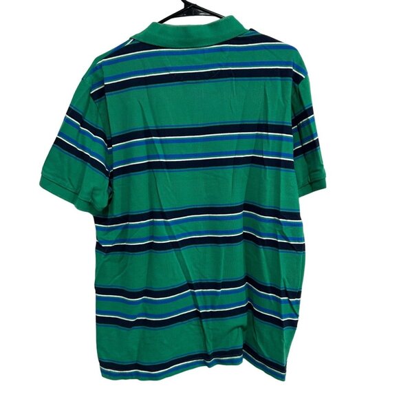 Chaps Mens Green Blue Striped Polo Shirt Cotton Sz XL - Picture 2 of 8